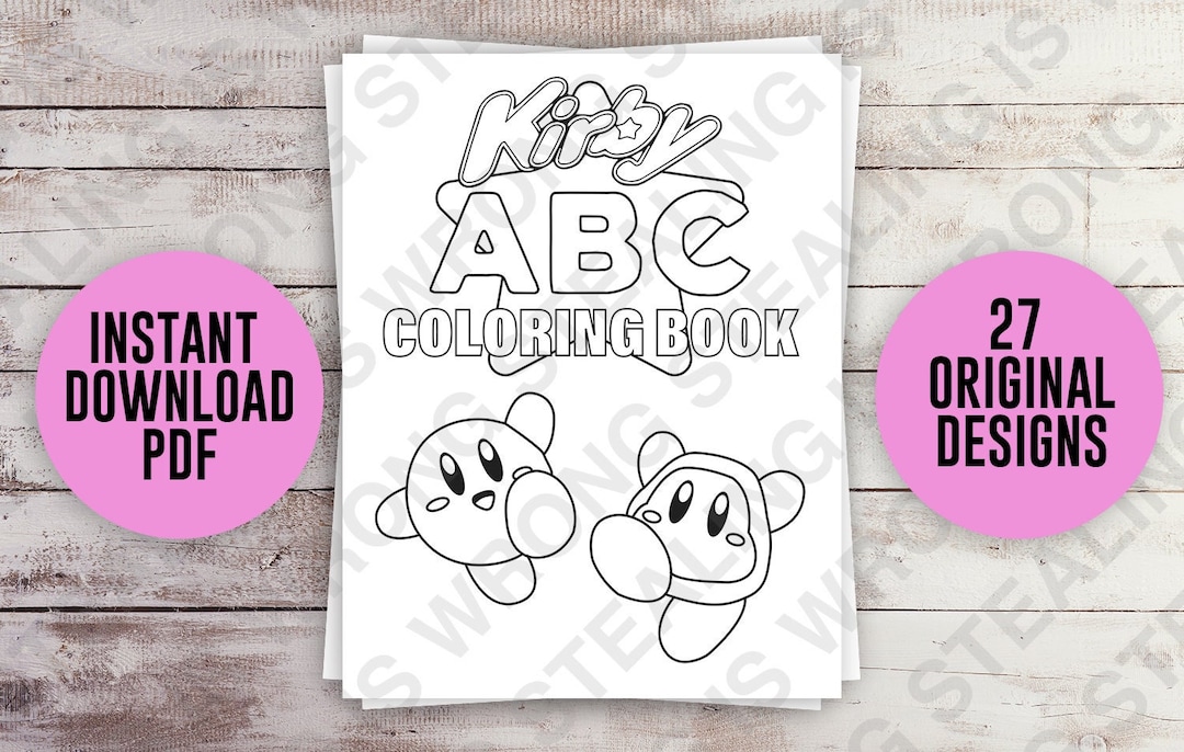 Kirby abc coloring book instant download pdf