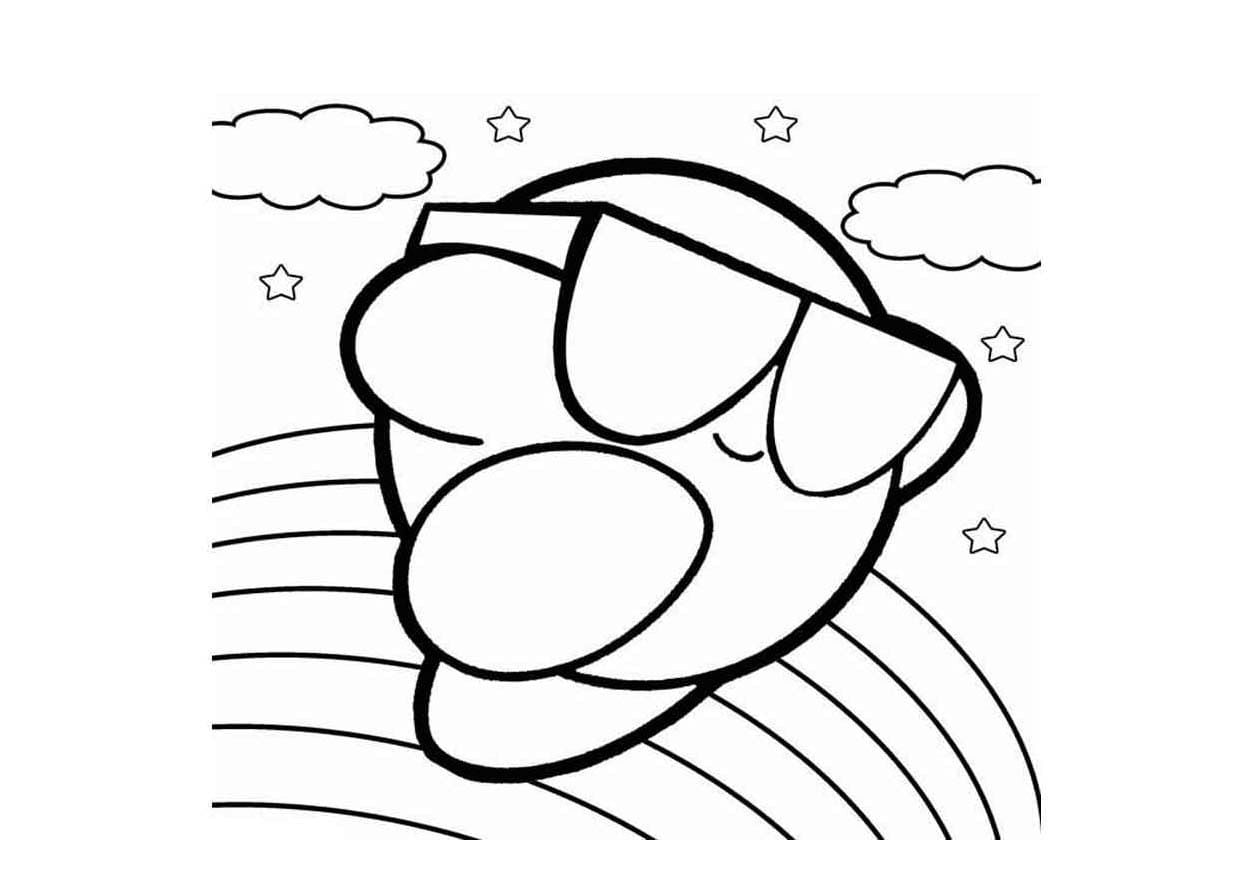 Cool kirby running coloring page