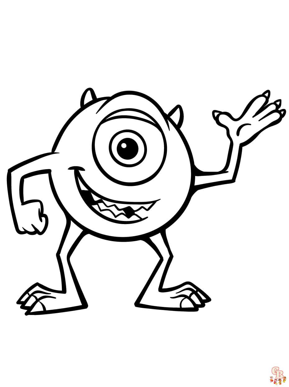 Printable mike wazowski coloring pages free for kids and adults