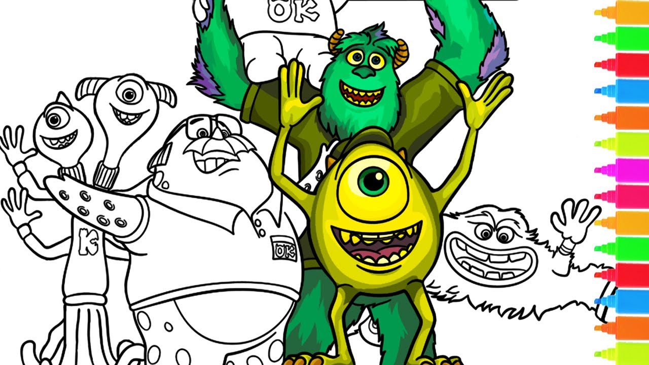 Coloring mike wazowski james p sullivan monsters university coloring book pages