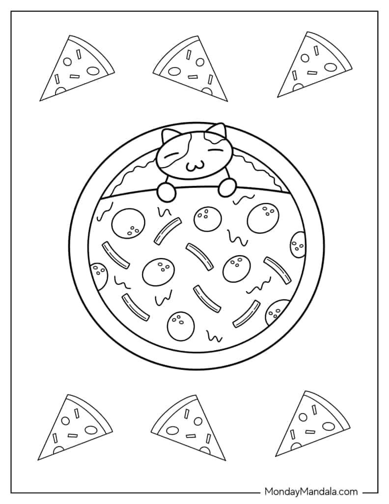 Pizza coloring pages free pdf printables