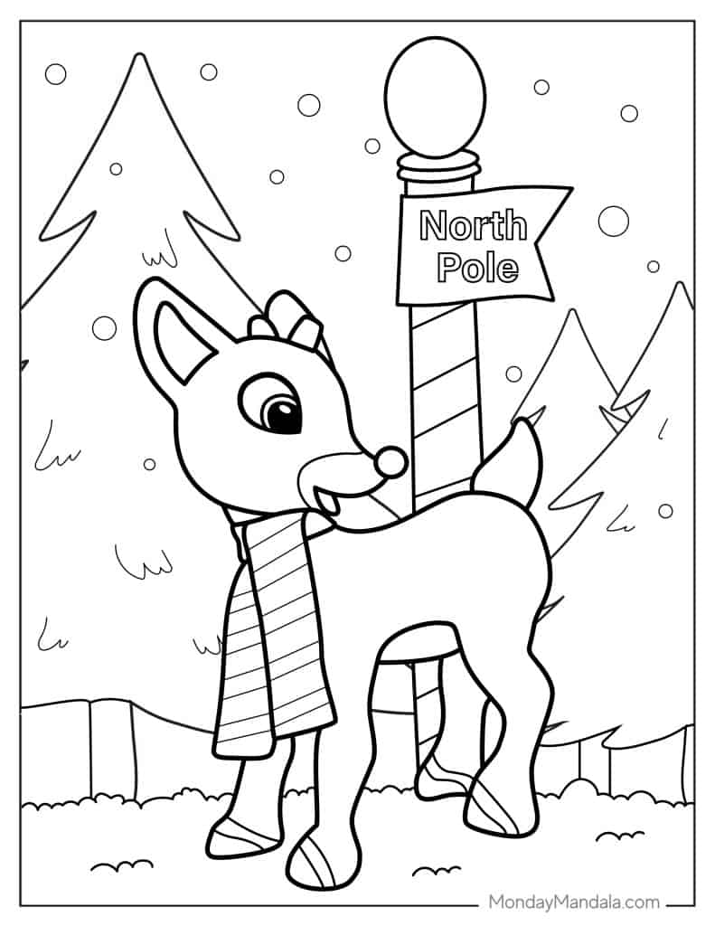 Rudolph coloring pages free pdf printables