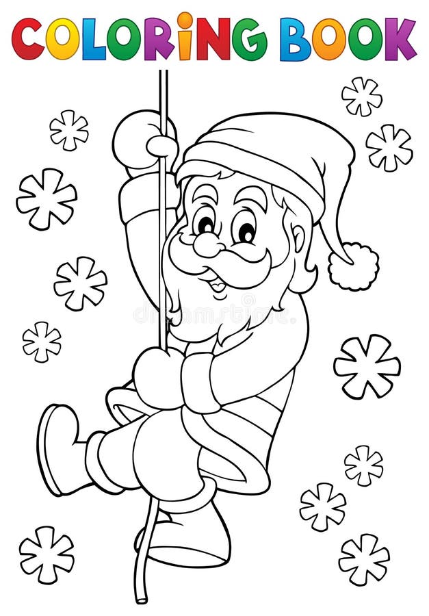 Coloring book climbing santa claus stock vector