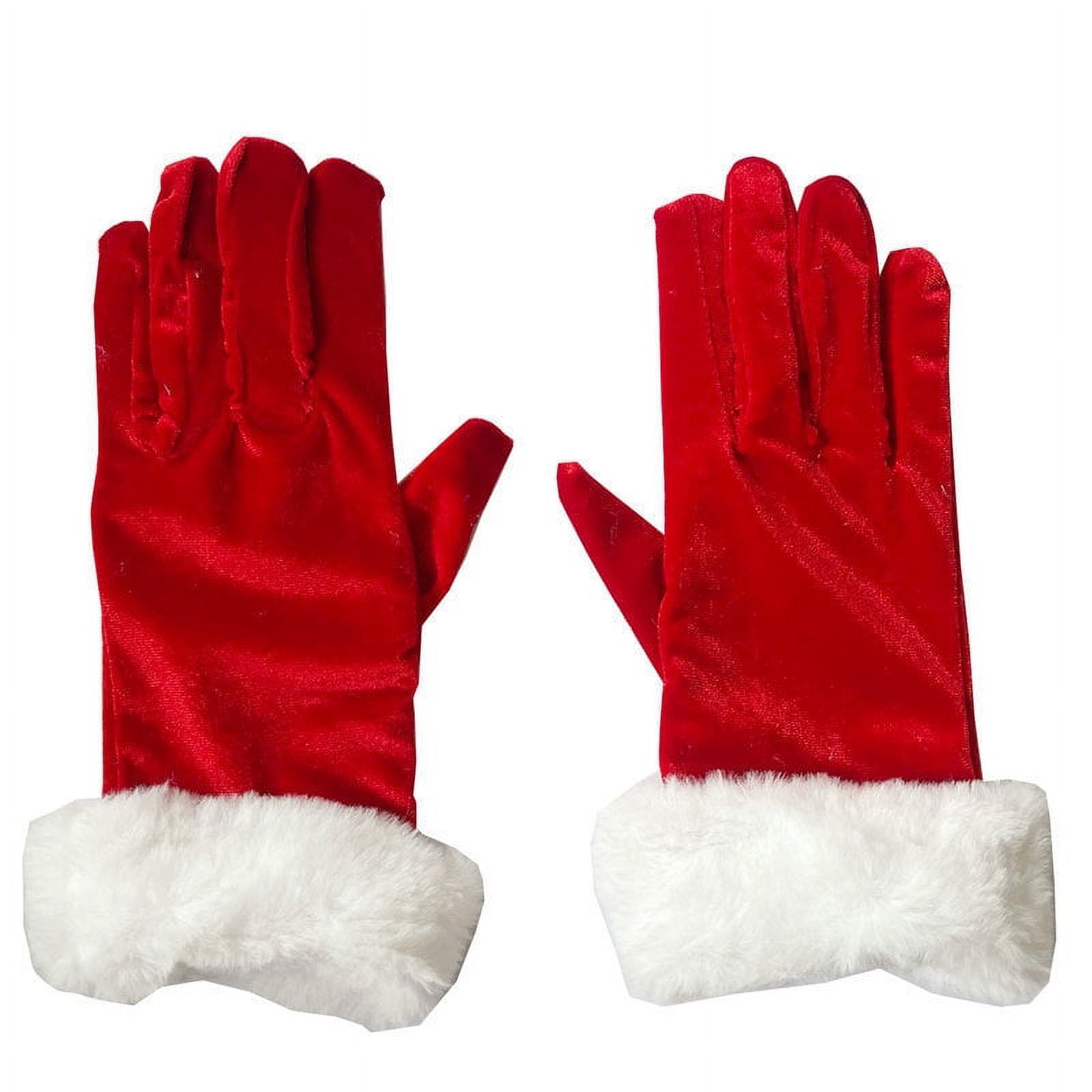 Frcolor pair of christmas red gloves santa claus gloves short gloves decorative gloves