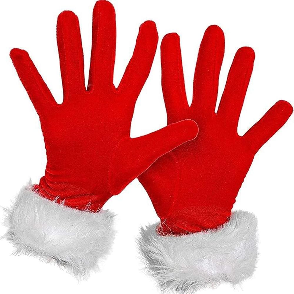 Dzrige christmas red glovesred velvet glovessanta claus white glovesred short gloves with white furry cuffors for women costumes fancy dress christmas party favors clothing shoes jewelry