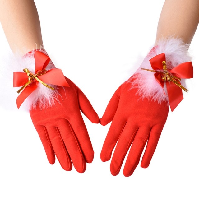 Santa claus gloves women women winter glove cute winter gloves feather mittens