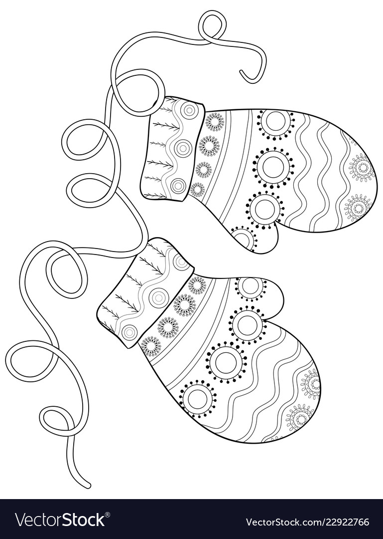 Adult coloring bookpage a christmas gloves image vector image