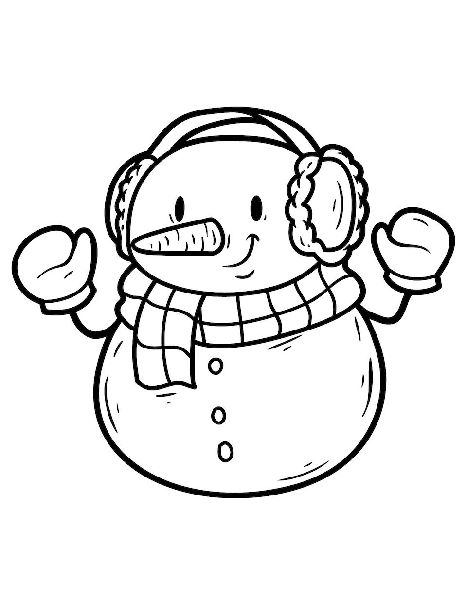 Snowman coloring pages for kids and adults