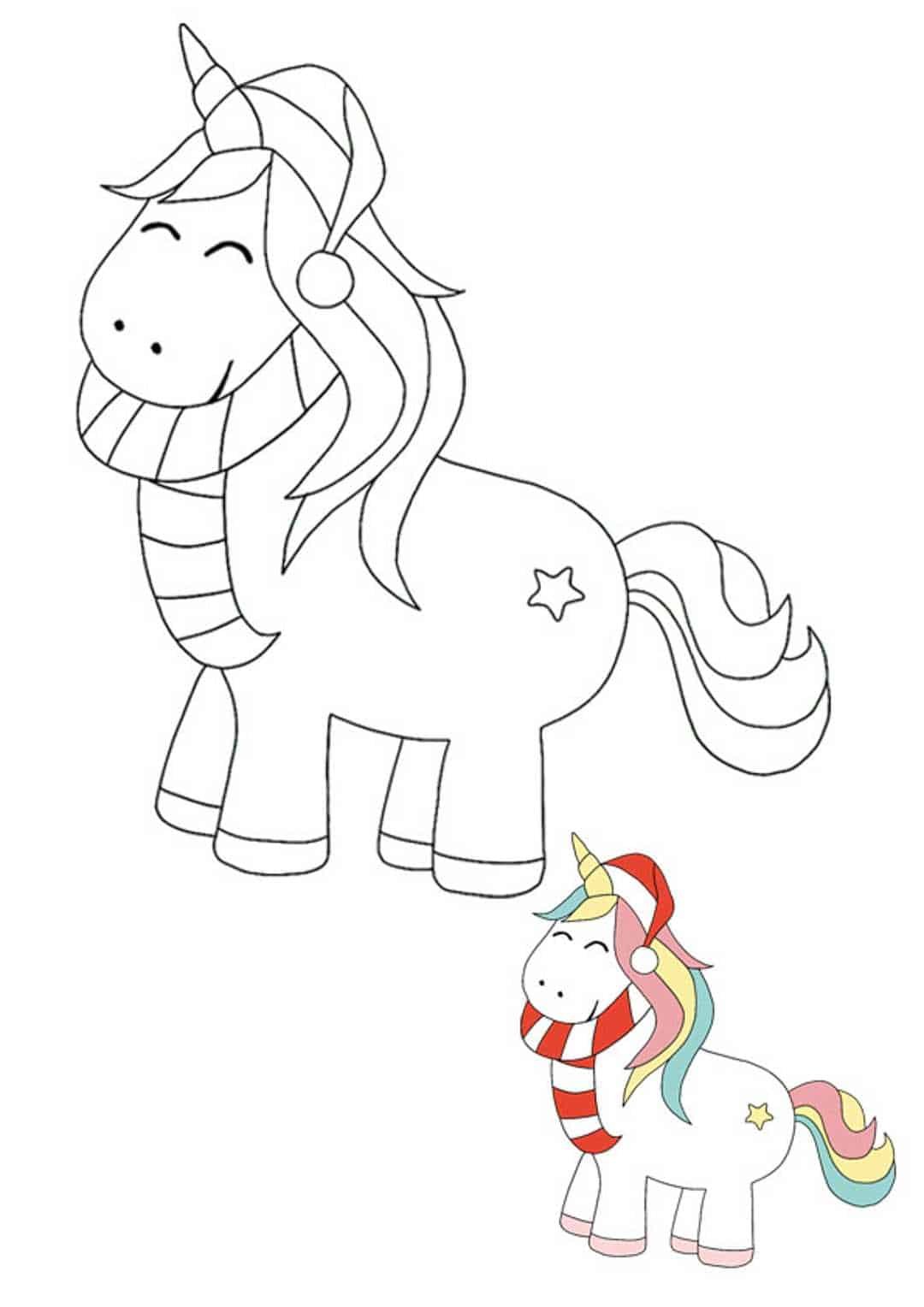 Christmas unicorn coloring pages