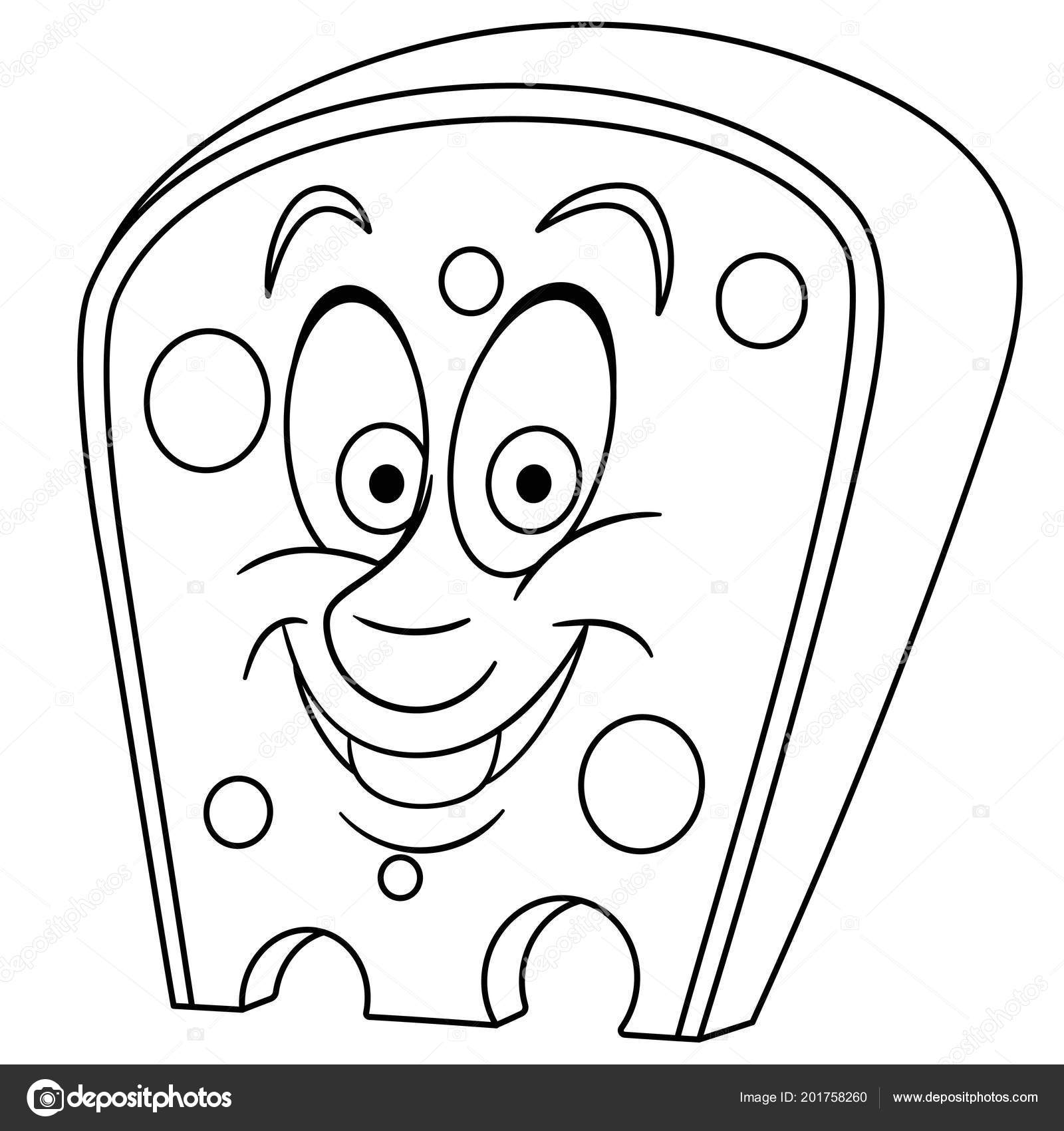 Coloring page coloring book swiss cheese holes happy food concept stock vector by sybirko