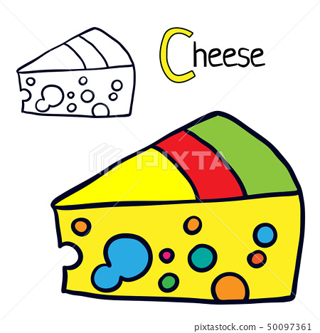 Cheese coloring book page