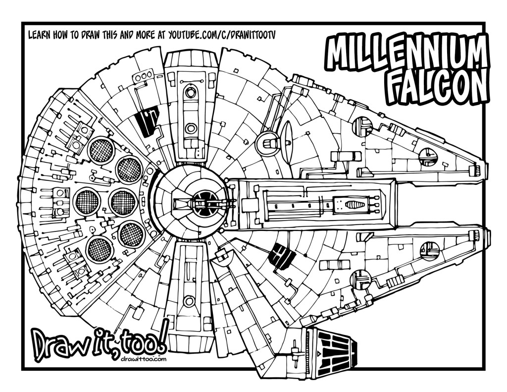 How to draw the millennium falcon star wars drawing tutorial