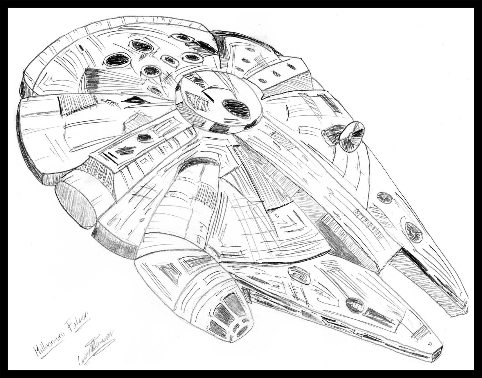 Millenium falcon draw by paranoid