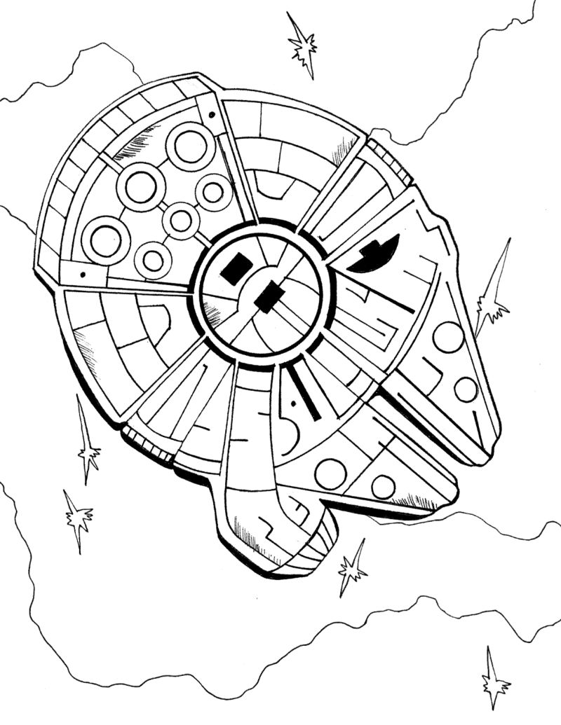 Free printable millennium falcon coloring page