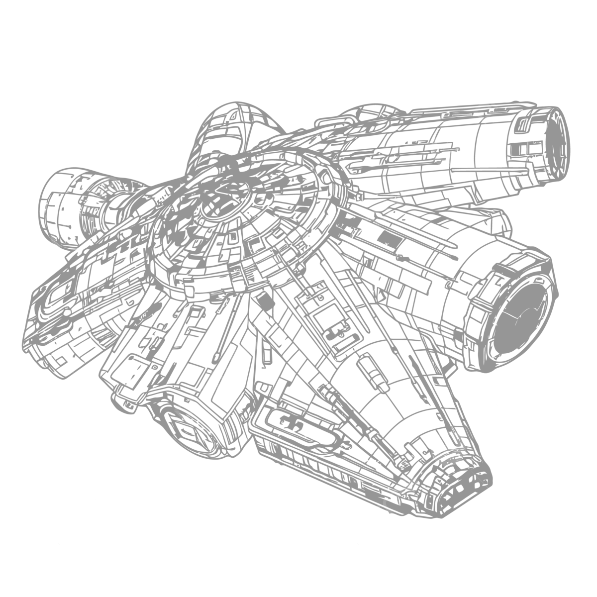 Star wars millennium falcon d illustration outline sketch drawing vector star drawing wing drawing rat drawing png and vector with transparent background for free download