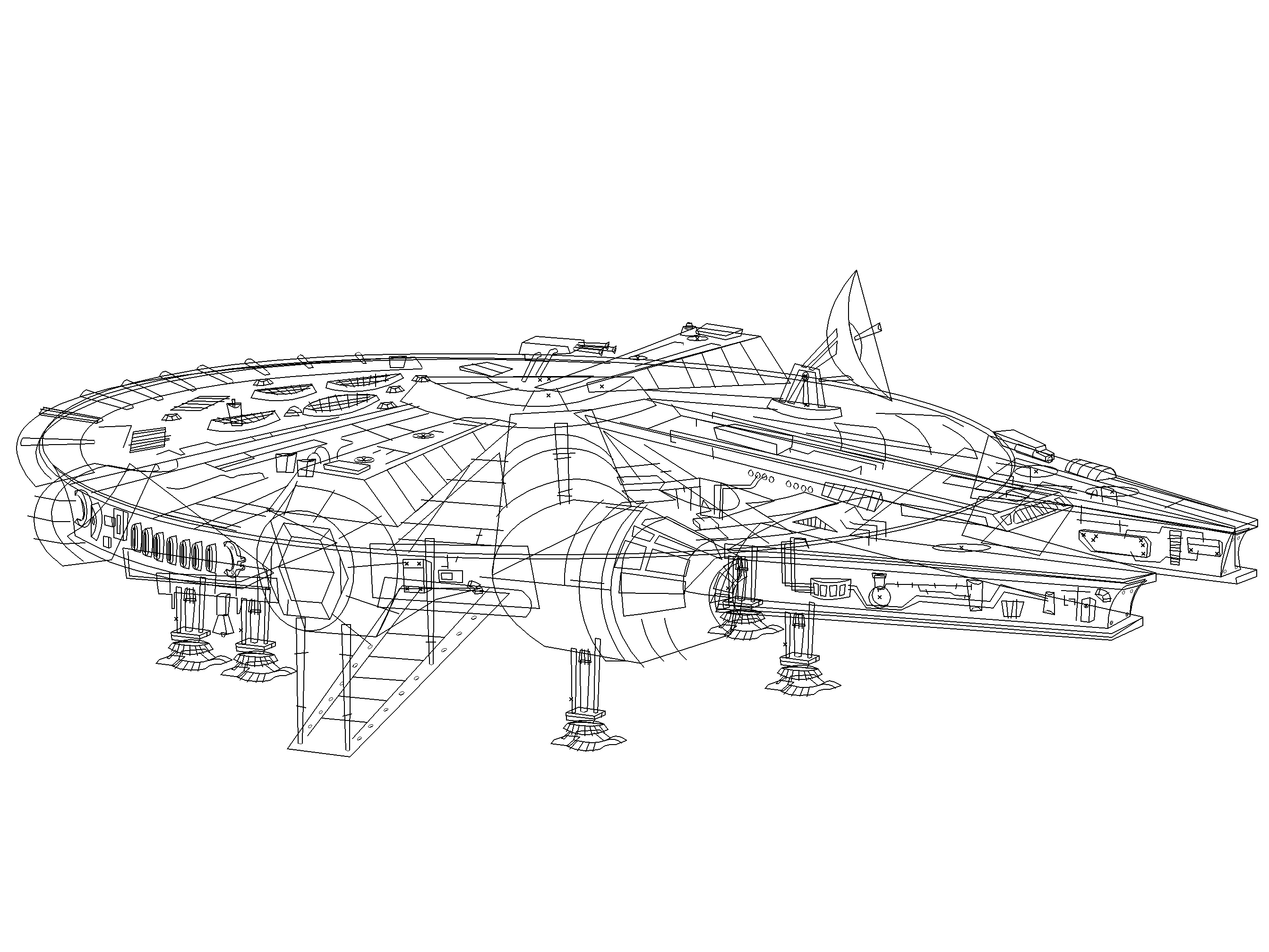 Millennium falcon linework wip by rogie on