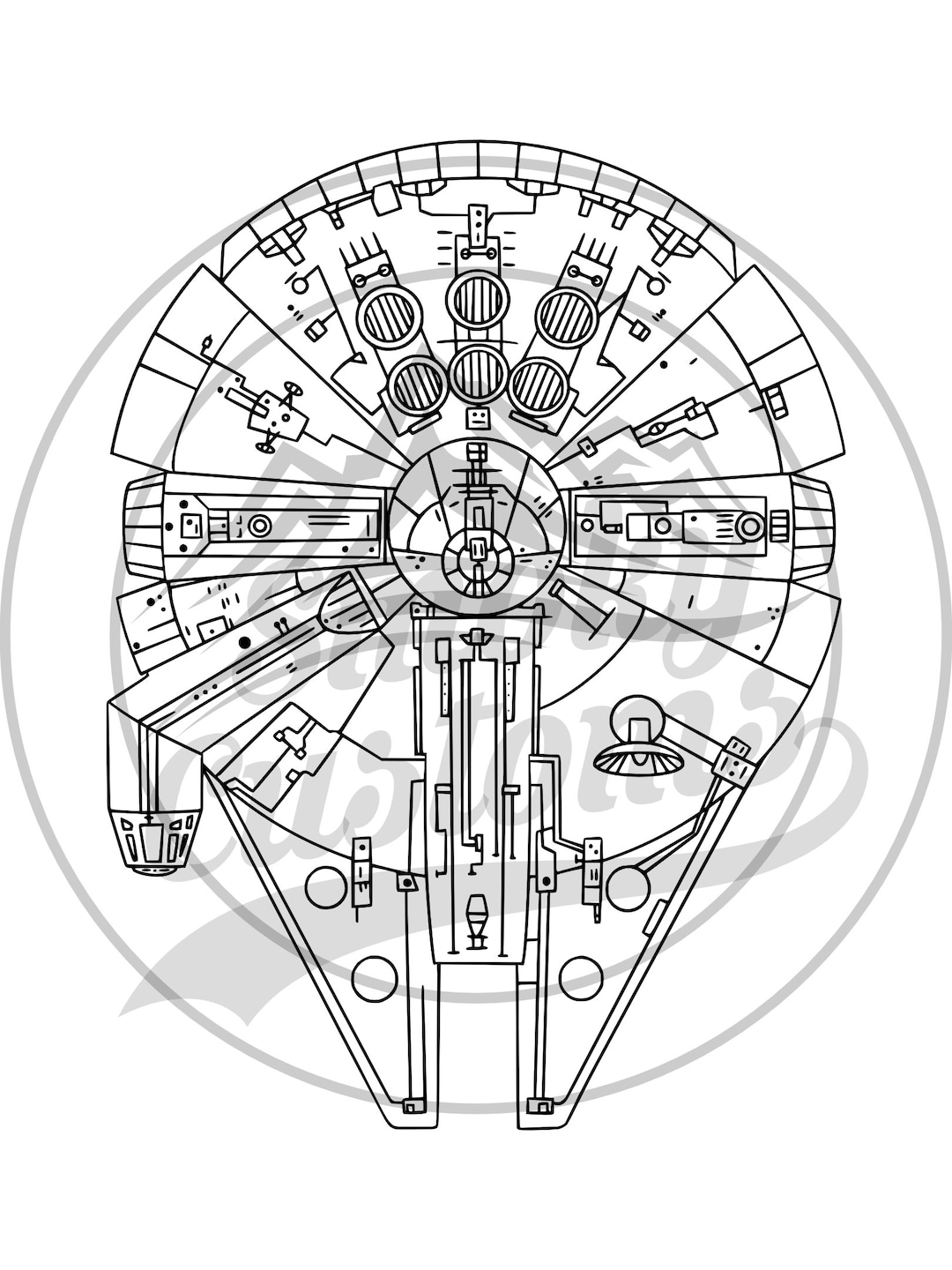 Millennium falcon hand drawn ready to cut and print svg png jpg