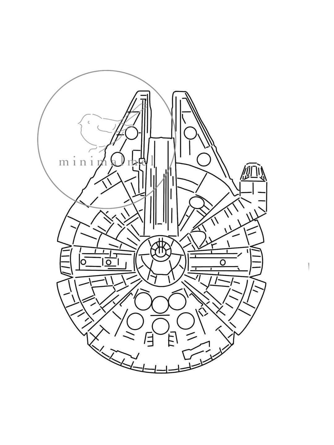 Star wars millennium falcon minimalist print black and white download now