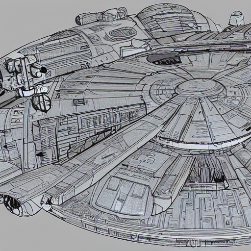 Technical blueprint of the millenium falcon star wars ultra detailed k