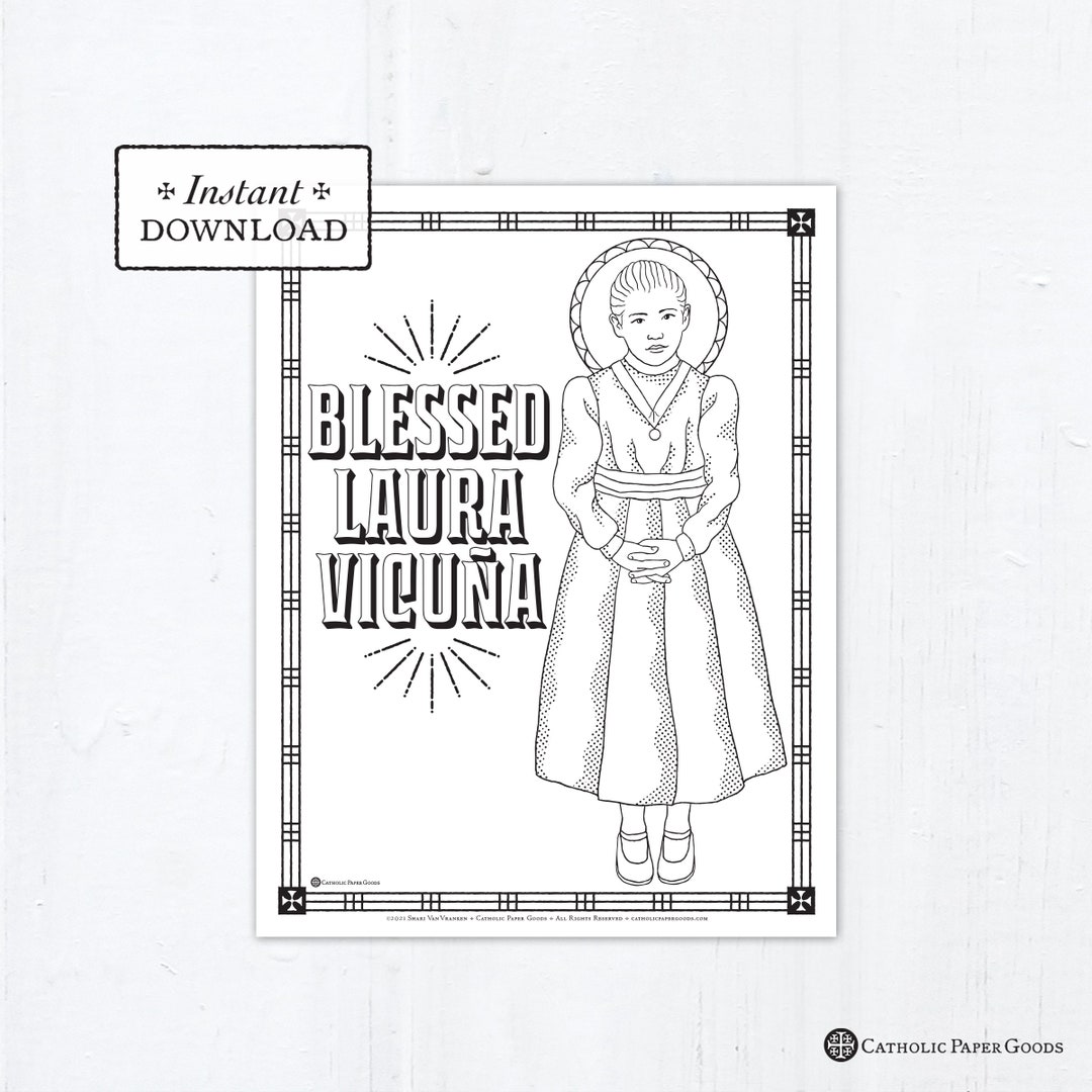 Catholic coloring page blessed laura vicuãa catholic saints printable coloring page digital pdf blessed laura vicuna