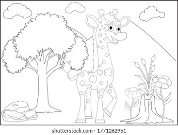 Coloring vicuna animal cartoon kids stock vector royalty free