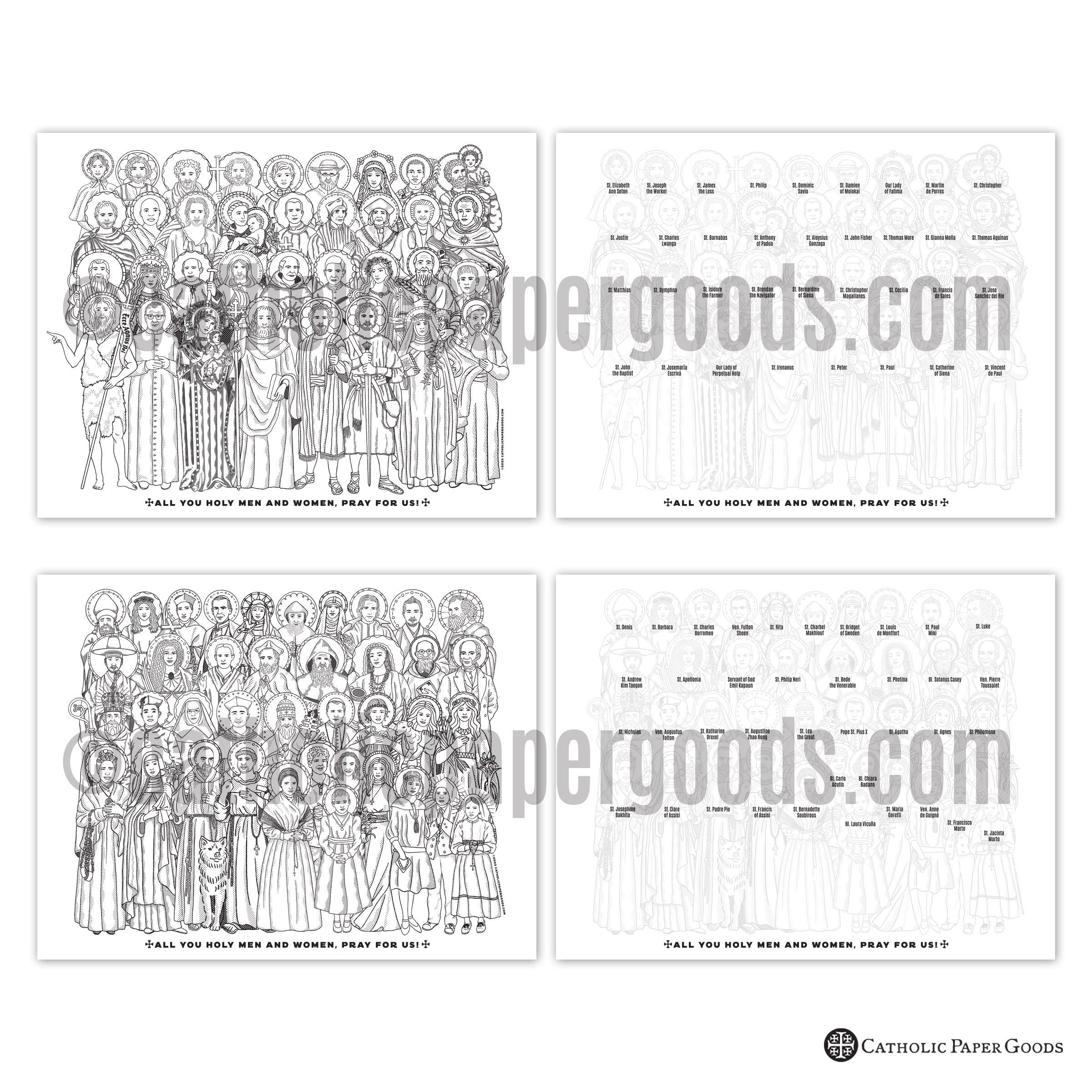 Bundle all saints groups catholic coloring pages catholic prayers printable coloring page with guide digital pdf all saints day