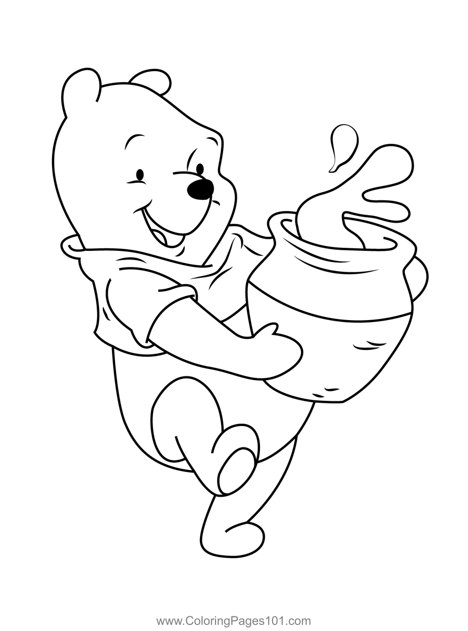Pooh bear with honey pot coloring page winnie the pooh honey winnie the pooh pooh