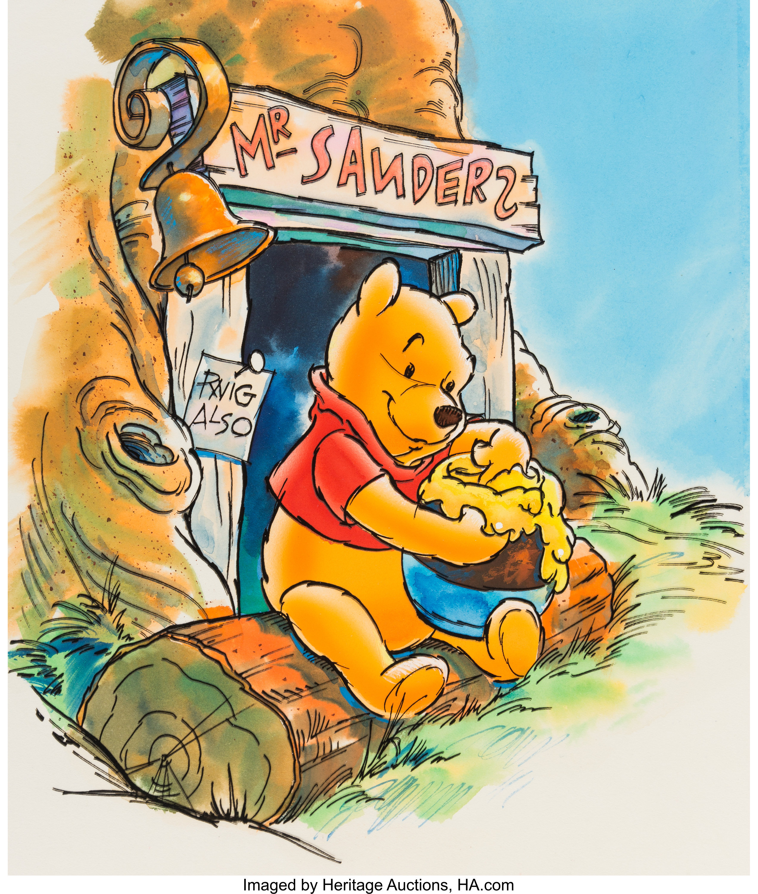 Winnie the pooh and his honey pot color illustration walt disney lot heritage auctions