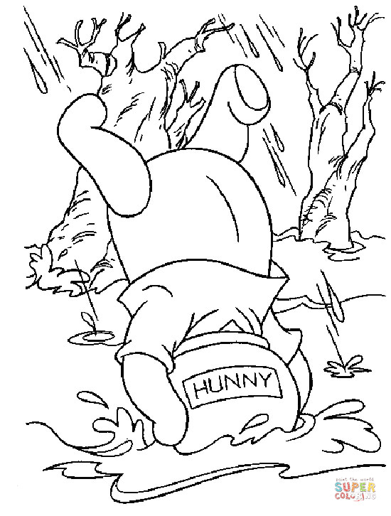 Pooh in a honey jar coloring page free printable coloring pages