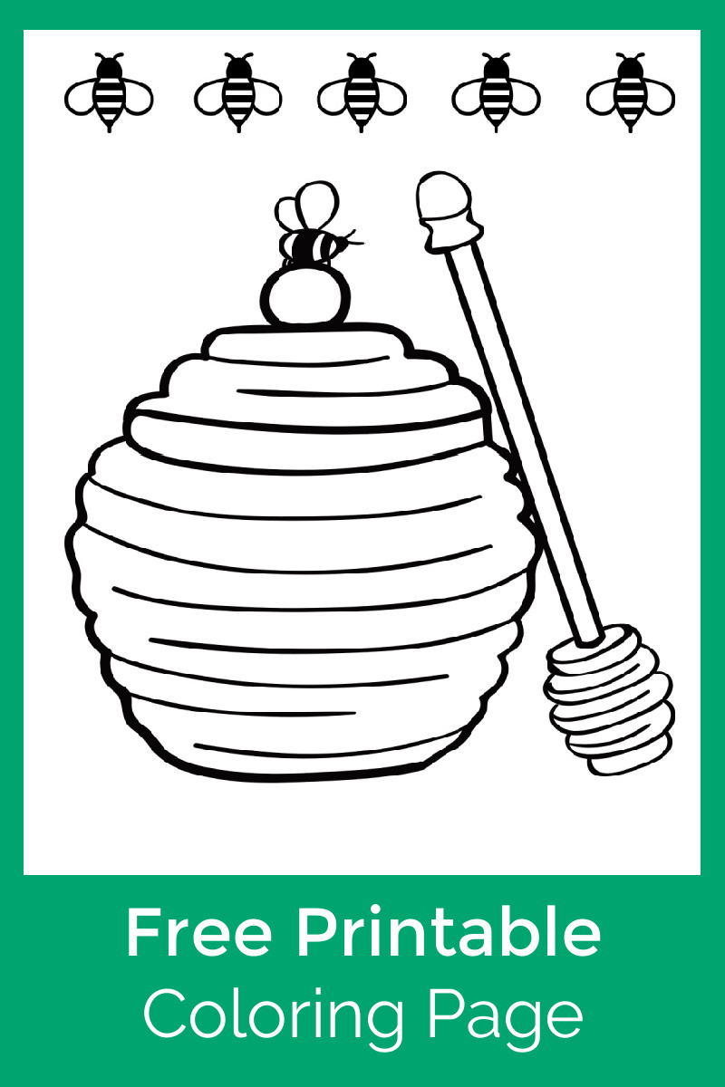 Bees and honey pot coloring page