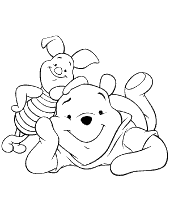 Pooh with honey pot coloring page