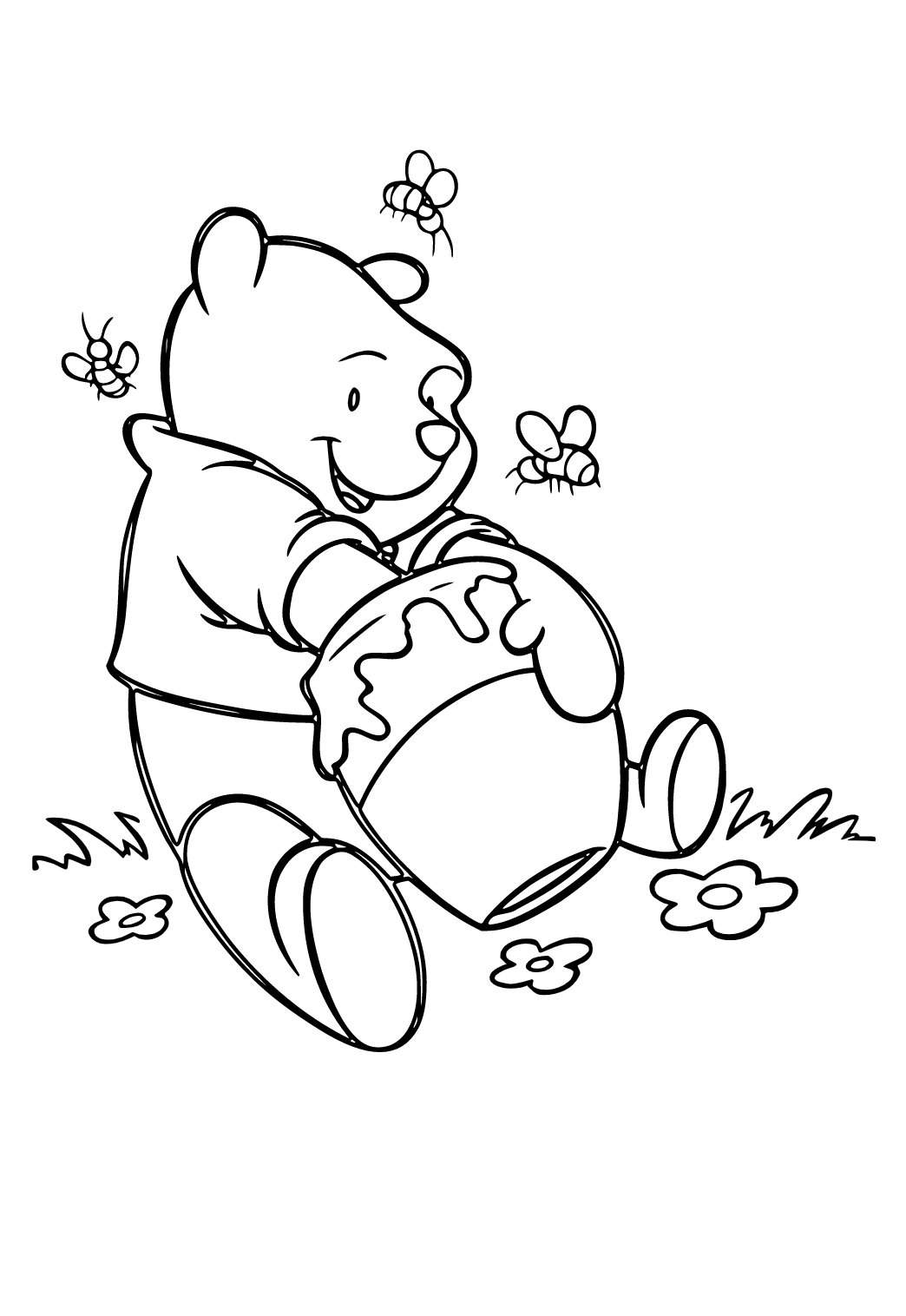 Free printable winnie the pooh honey coloring page for adults and kids