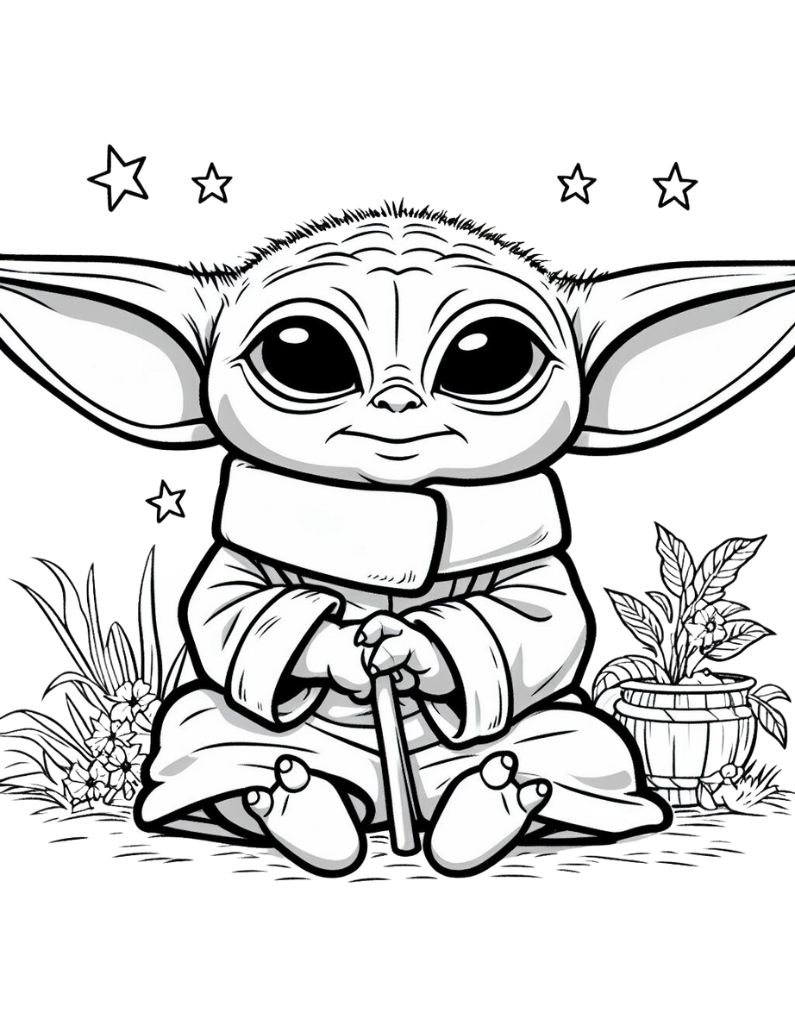 Baby yoda coloring sheet