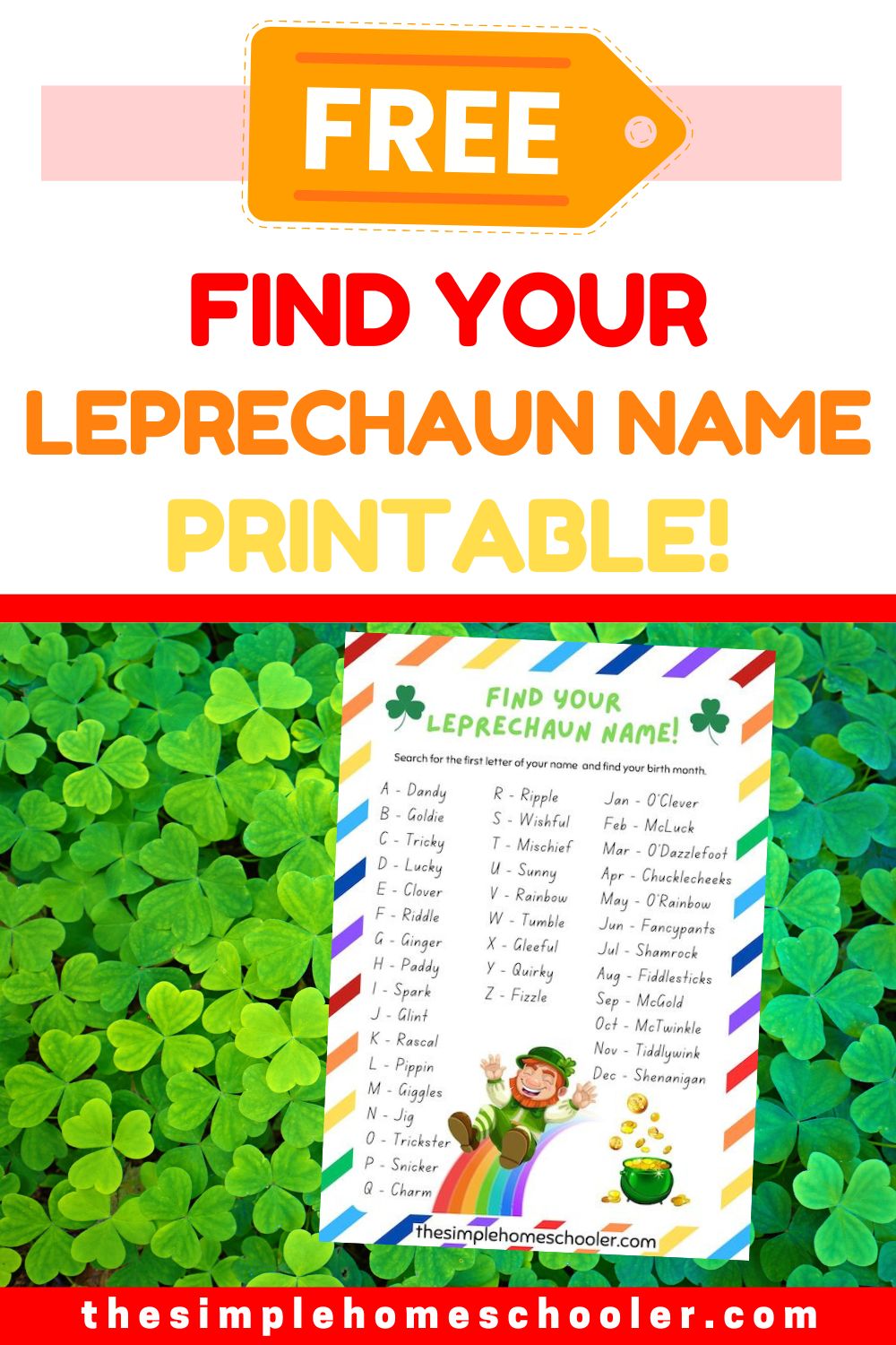 Hilarious free what is your leprechaun name printable