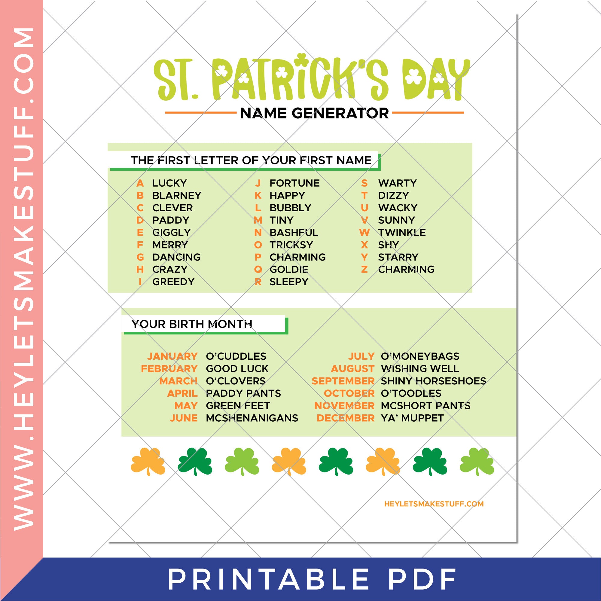 Printable st patricks day name generator â hey lets make stuff