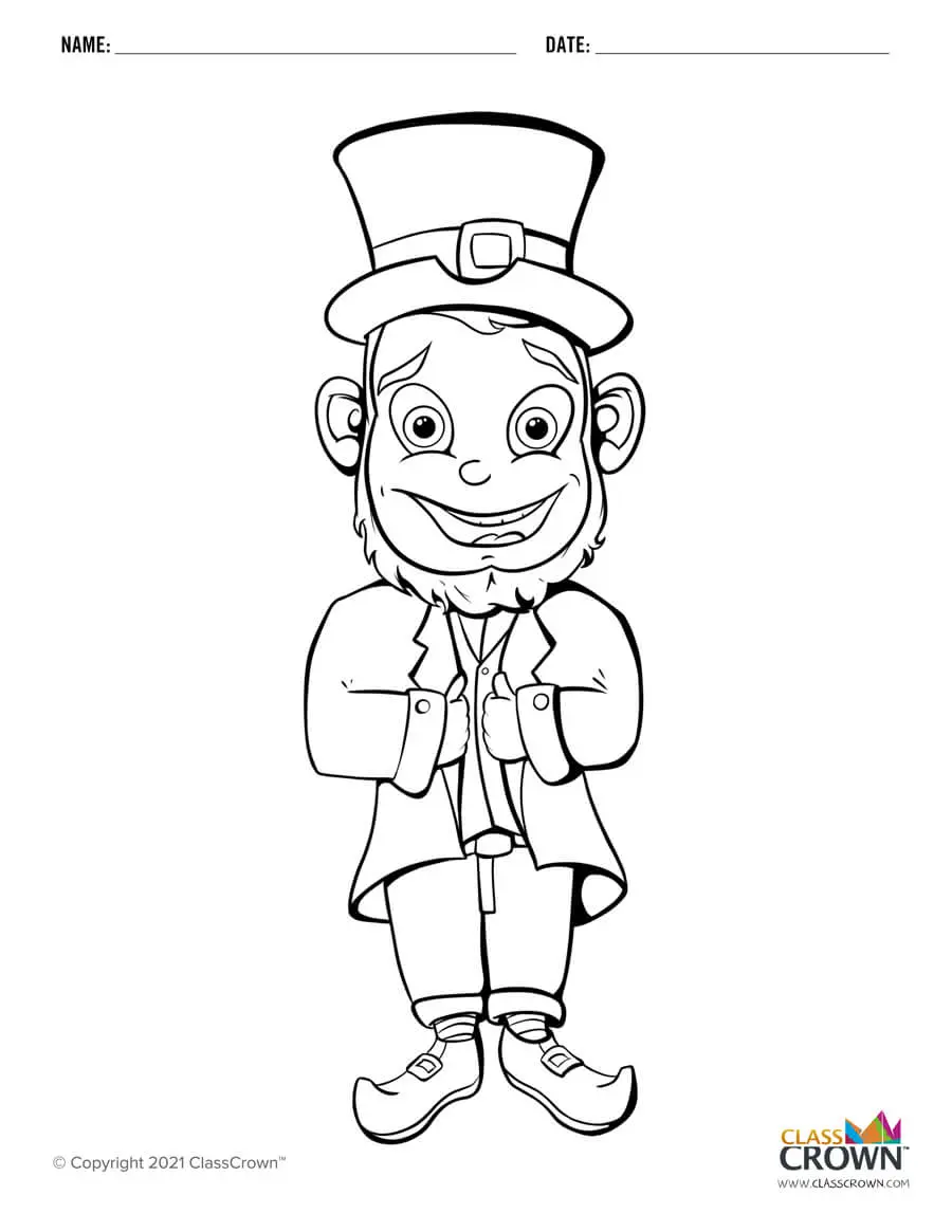 St patricks leprechaun coloring page