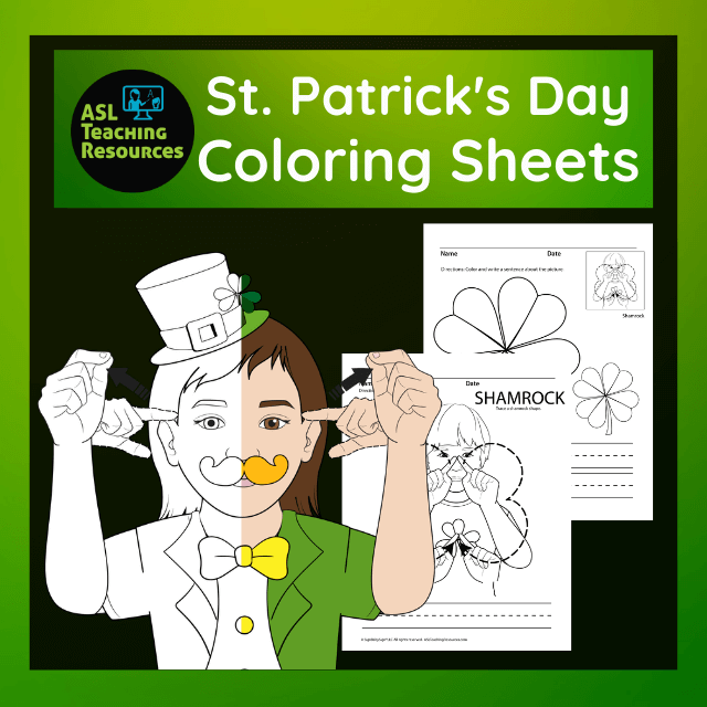 St patricks day coloring pages asl