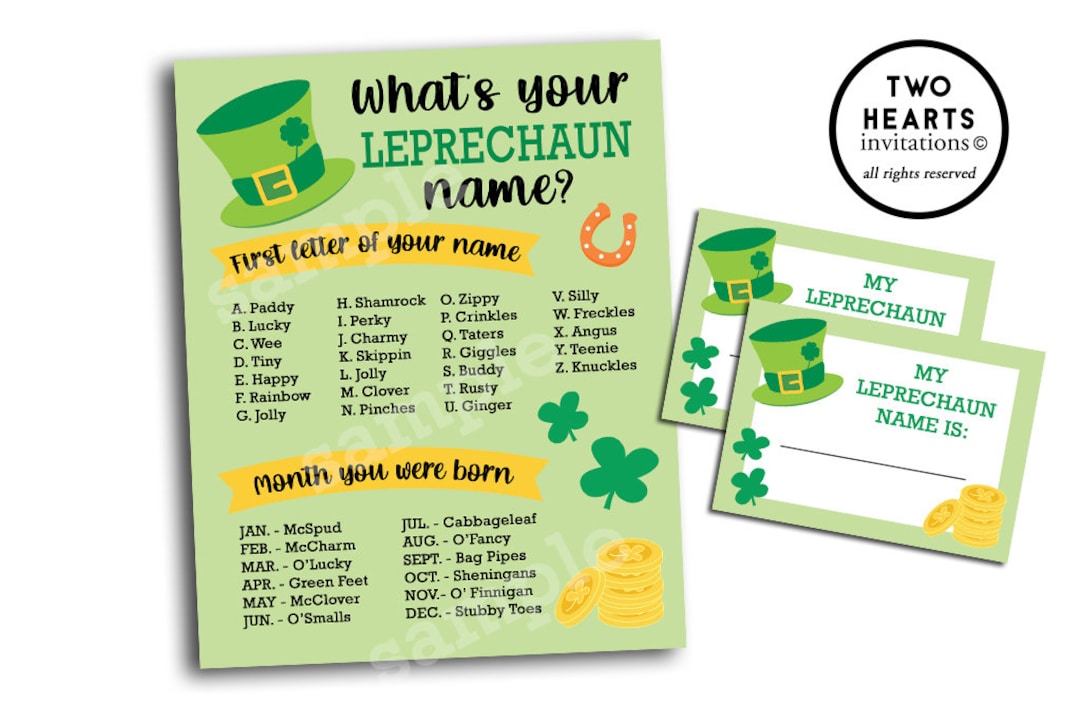 Buy whats your leprechaun name printable instant download st patricks day game generator cute kids fun online in india