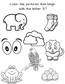 Letter e coloring sheet by goodies by grierson tpt