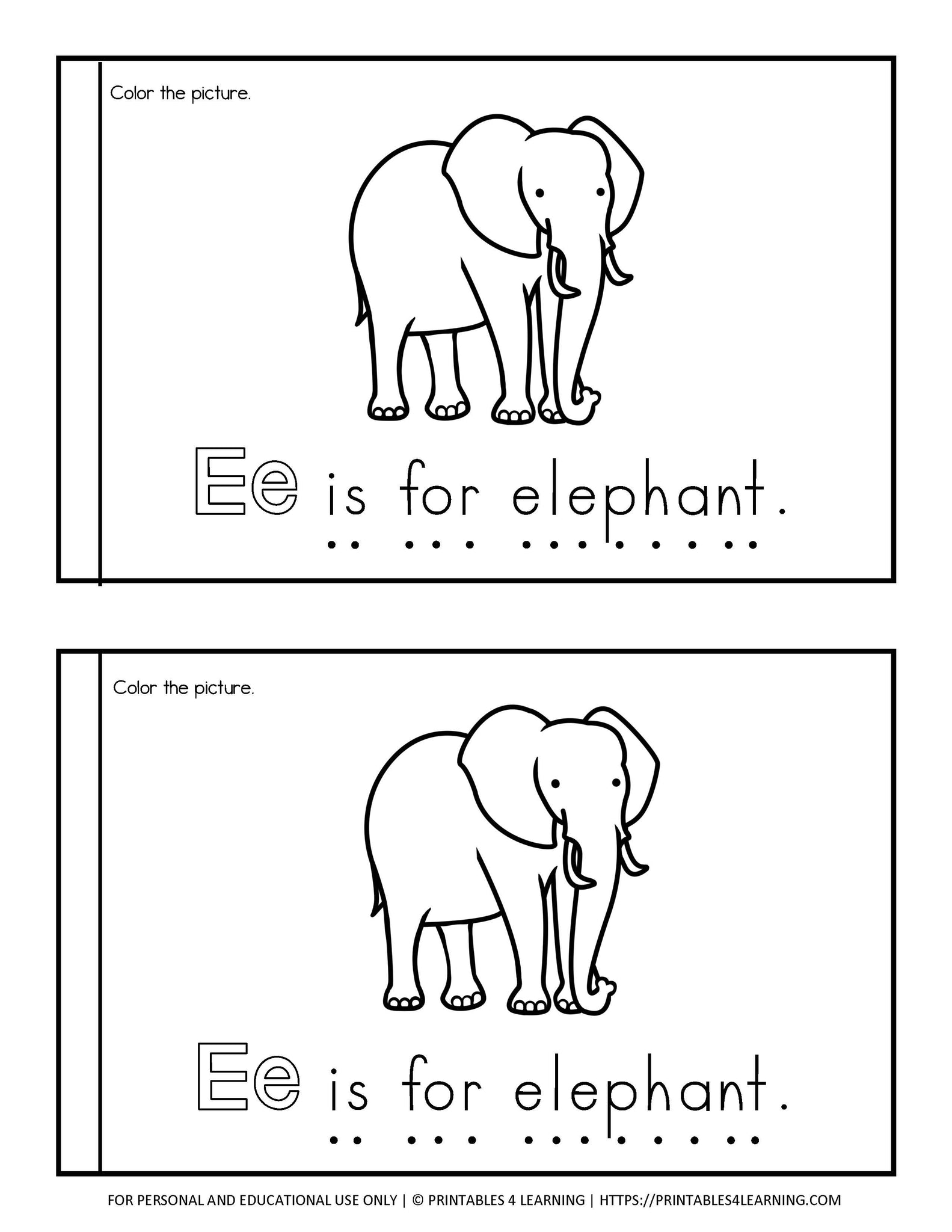 Letter e emergent reader coloring book â printables learning