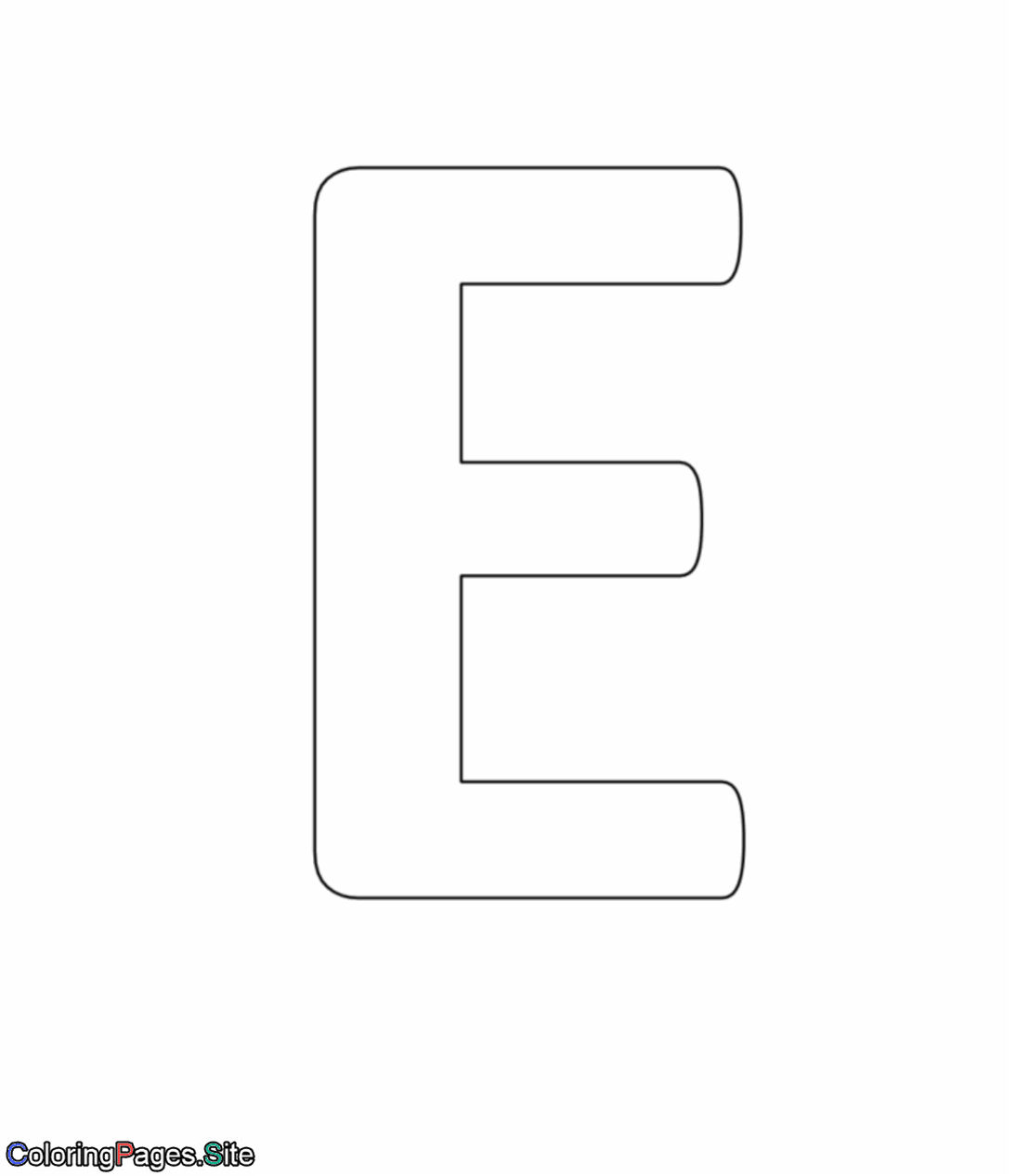 E letter alphabet coloring page