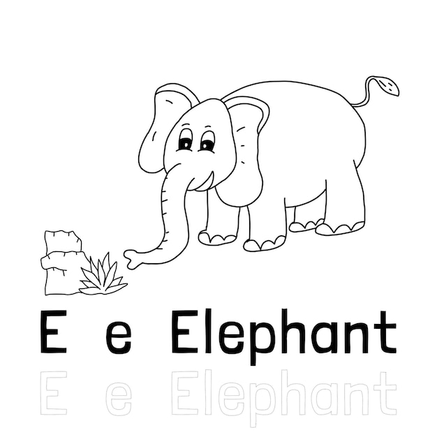 Premium vector alphabet letter e for elephant coloring page coloring animal illustration