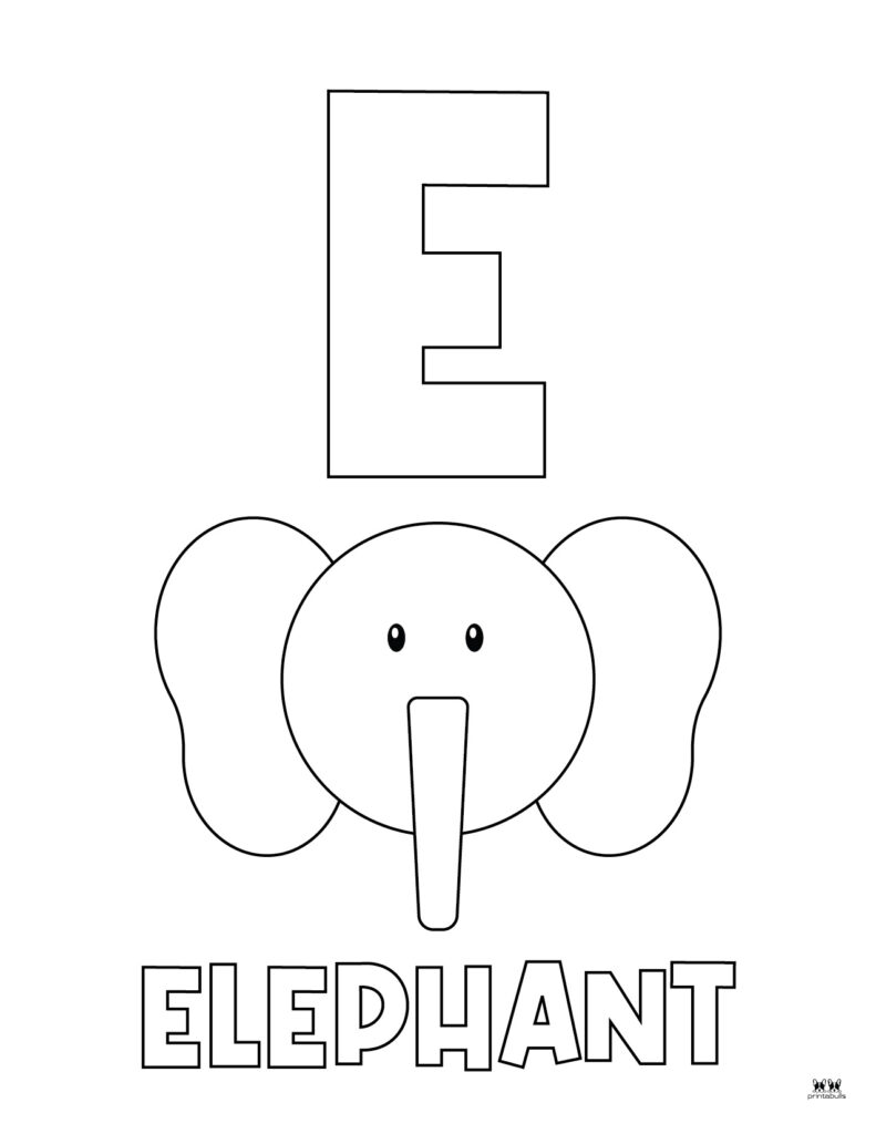 Letter e coloring pages