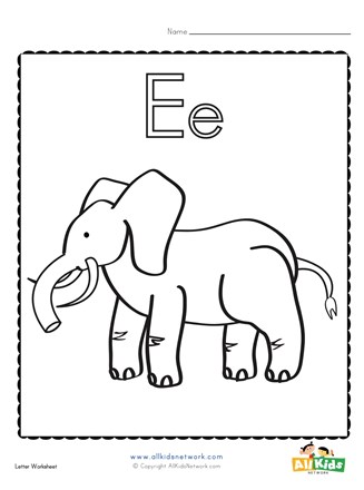 Coloring page for the letter e all kids network