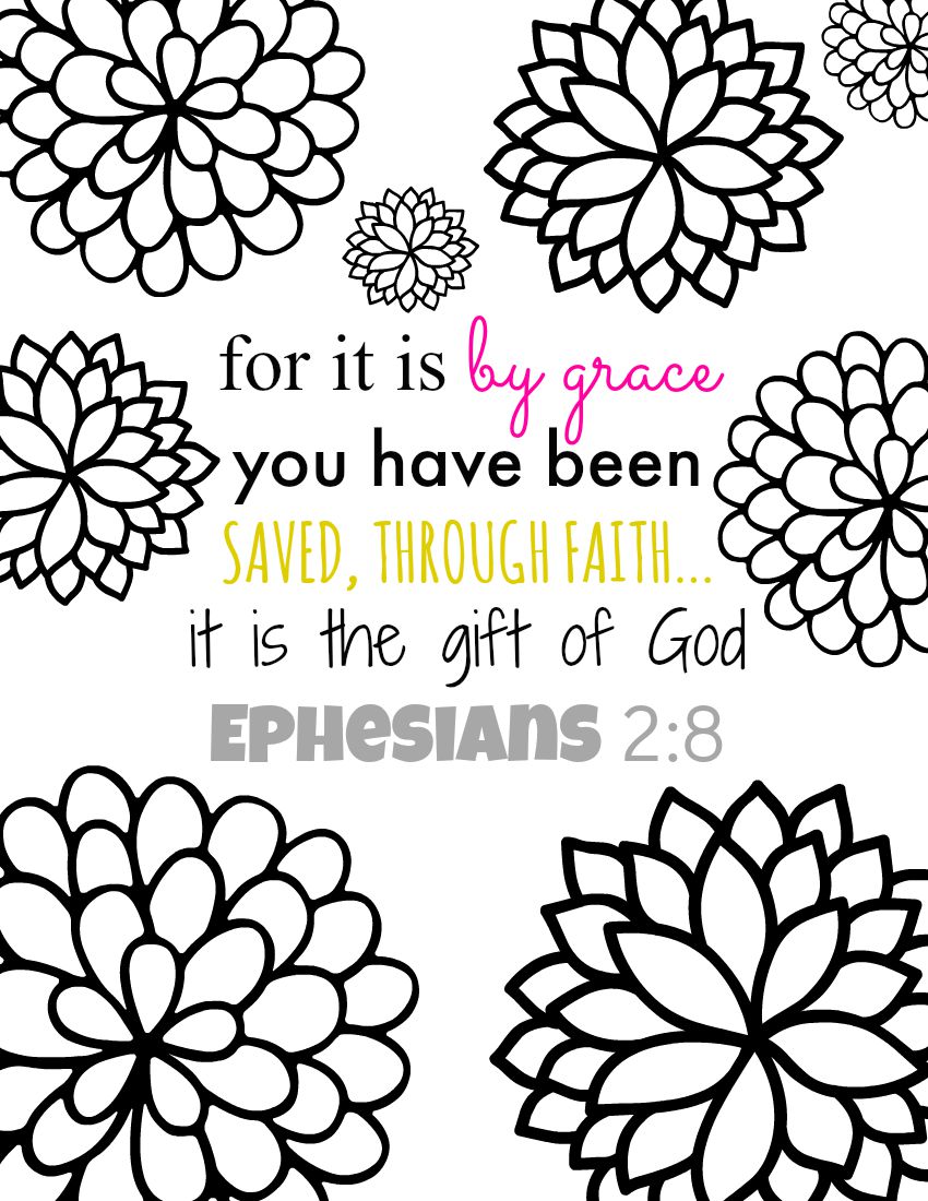 For it is by grace bible verse coloring page printables