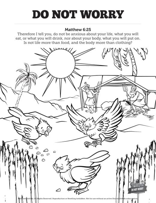 Matthew do not worry sunday school coloring pages â