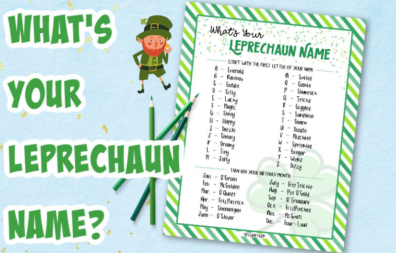 Party ideas what is your leprechaun name printable