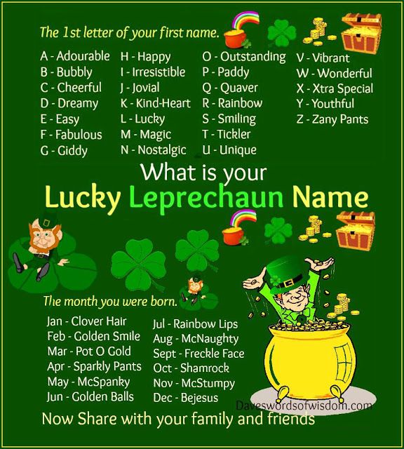 Your lucky leprechaun name leprechaun names st patrick day activities st patricks day games