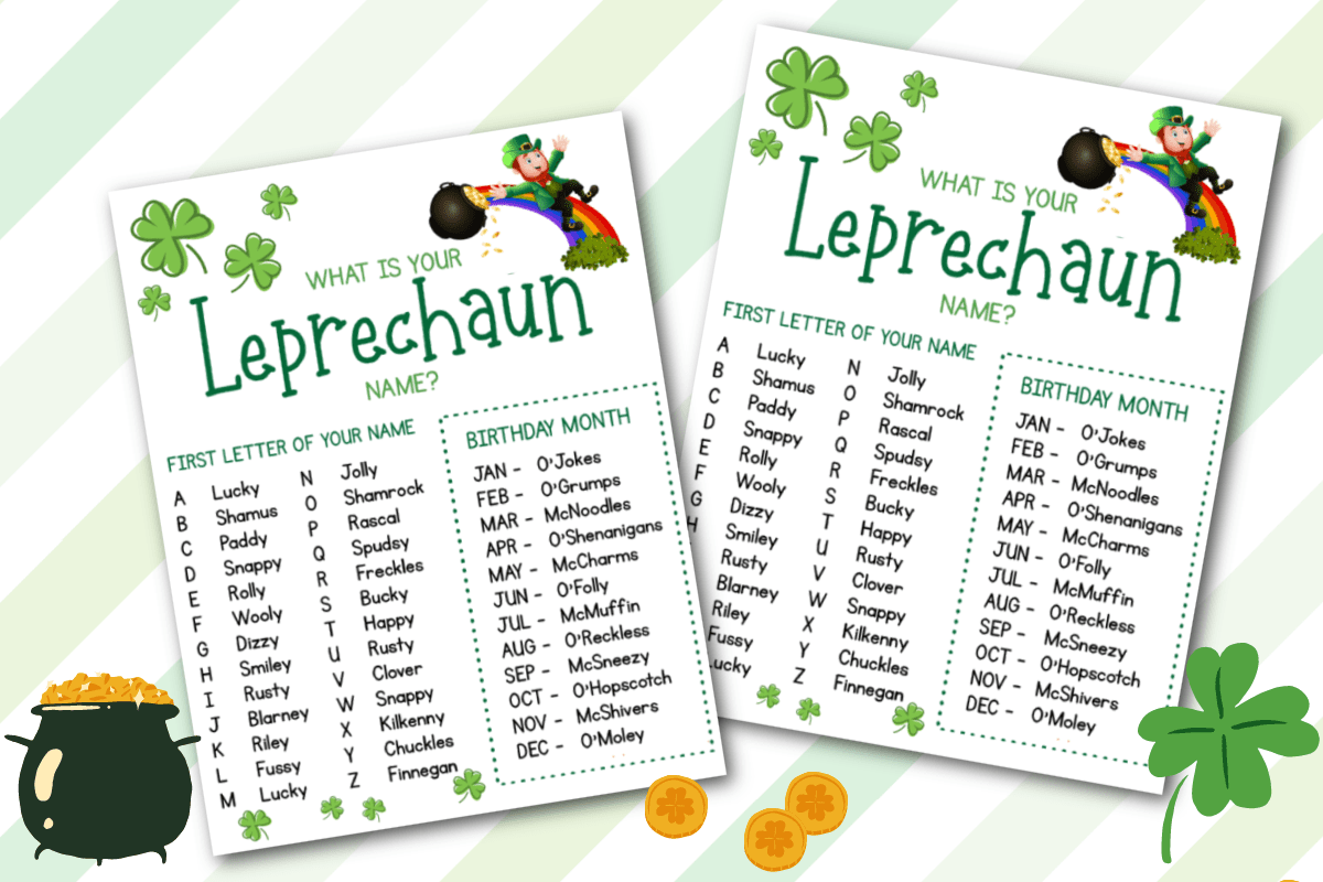 What is your leprechaun name free st patricks day printable