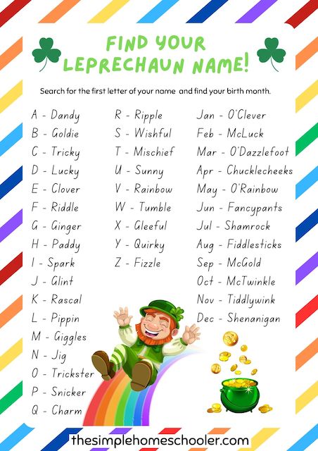 Hilarious free what is your leprechaun name printable